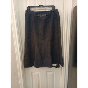 Women's New York & Company Stretchy Maxi Denim Flare Bottom Skirt Size 12